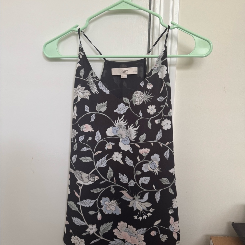 LOFT Black Floral Print Camisole